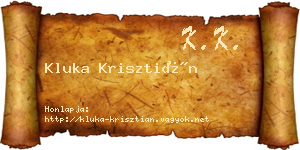 Kluka Krisztián névjegykártya