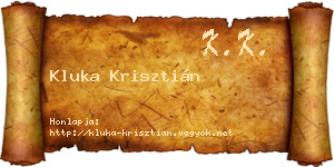 Kluka Krisztián névjegykártya